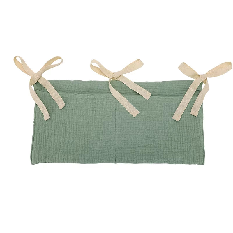 Baby Crib Storage Bag Cotton Double Pouch Newborn Bed Headboard Organizer for Kids Baby Bedding Diaper Toys Bag