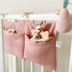 Baby Crib Storage Bag Cotton Double Pouch Newborn Bed Headboard Organizer for Kids Baby Bedding Diaper Toys Bag