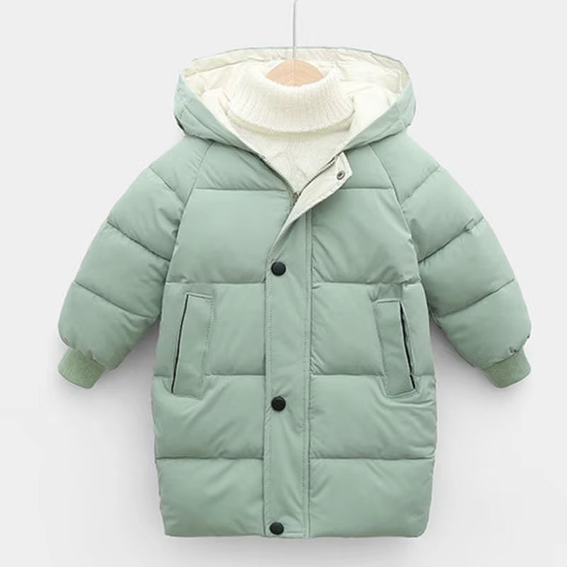 Kids Jackets Baby Boys Thicken Jackets Winter Girls Hooded Coats for 2-10Yrs Teen Children Long Outerwear Kids Thick Snowsuit