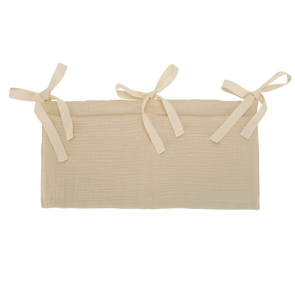 Baby Crib Storage Bag Cotton Double Pouch Newborn Bed Headboard Organizer for Kids Baby Bedding Diaper Toys Bag