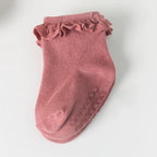4Pair/Lot New Baby Children'S Non-Slip Autumn Winter Cotton Socks Solid Color Baby Foot Socks