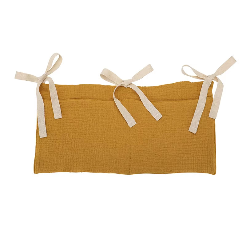 Baby Crib Storage Bag Cotton Double Pouch Newborn Bed Headboard Organizer for Kids Baby Bedding Diaper Toys Bag