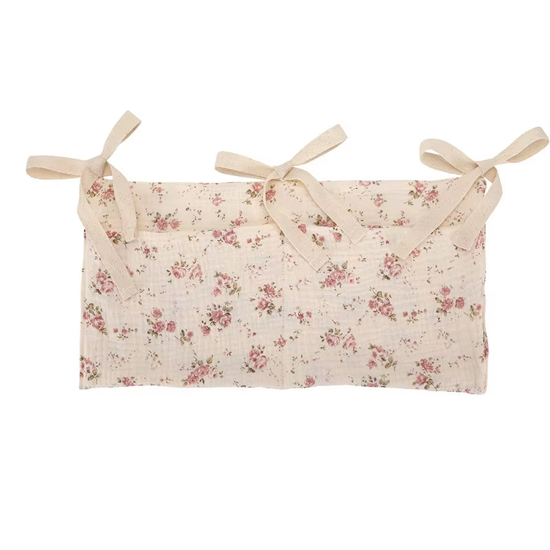 Baby Crib Storage Bag Cotton Double Pouch Newborn Bed Headboard Organizer for Kids Baby Bedding Diaper Toys Bag