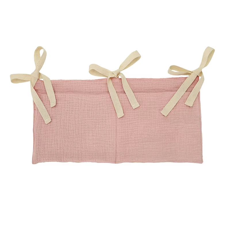 Baby Crib Storage Bag Cotton Double Pouch Newborn Bed Headboard Organizer for Kids Baby Bedding Diaper Toys Bag