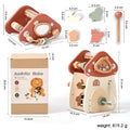 Baby Montessori Toy Wooden Five-In-One Mushroom Castle Stacking Puzzle Toy Kid Houses Blocks Early Childhood Education Game Gift