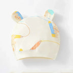 Soft Infant Beanies Caps Baby Hat Cartoon Bear Boneless Muslin Hat Newborn Headwear Windproof Spring Hat 0-3M Baby Hats