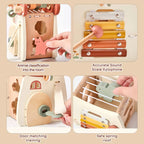 Baby Montessori Toy Wooden Five-In-One Mushroom Castle Stacking Puzzle Toy Kid Houses Blocks Early Childhood Education Game Gift