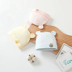 Soft Infant Beanies Caps Baby Hat Cartoon Bear Boneless Muslin Hat Newborn Headwear Windproof Spring Hat 0-3M Baby Hats