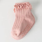 4Pair/Lot New Baby Children'S Non-Slip Autumn Winter Cotton Socks Solid Color Baby Foot Socks