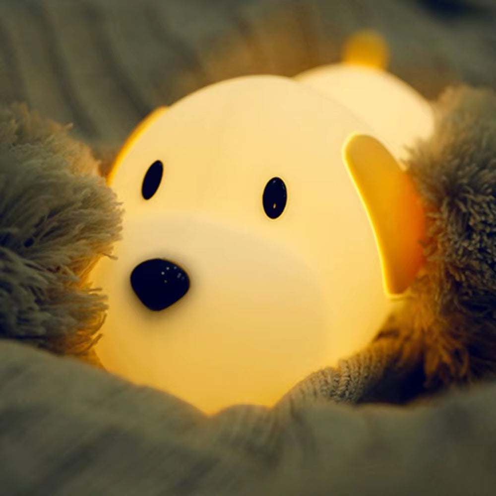 Dog LED Night Light Touch Sensor 2 Colors Dimmable Timer Rechargeable Silicone Puppy Lamp for Children Baby Toy Christmas Gift