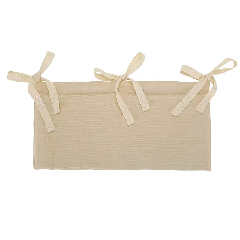 Baby Crib Storage Bag Cotton Double Pouch Newborn Bed Headboard Organizer for Kids Baby Bedding Diaper Toys Bag
