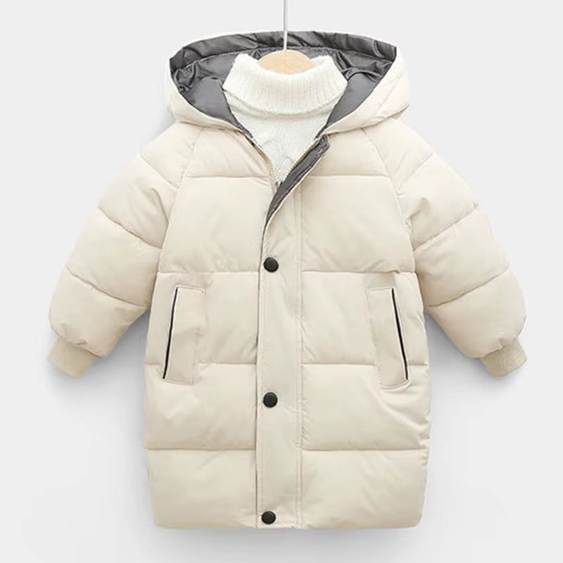Kids Jackets Baby Boys Thicken Jackets Winter Girls Hooded Coats for 2-10Yrs Teen Children Long Outerwear Kids Thick Snowsuit