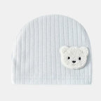 Soft Infant Beanies Caps Baby Hat Cartoon Bear Boneless Muslin Hat Newborn Headwear Windproof Spring Hat 0-3M Baby Hats