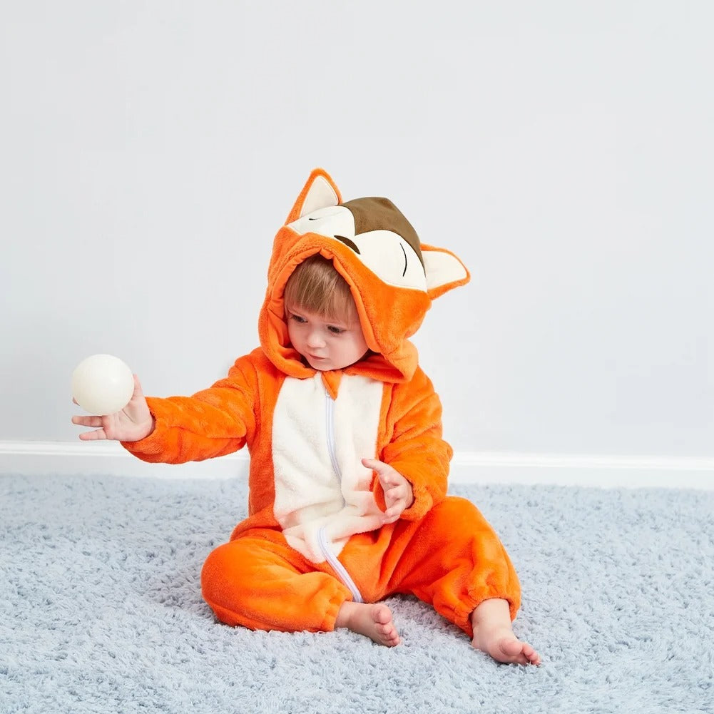 Flannel Hooded Romper| fox