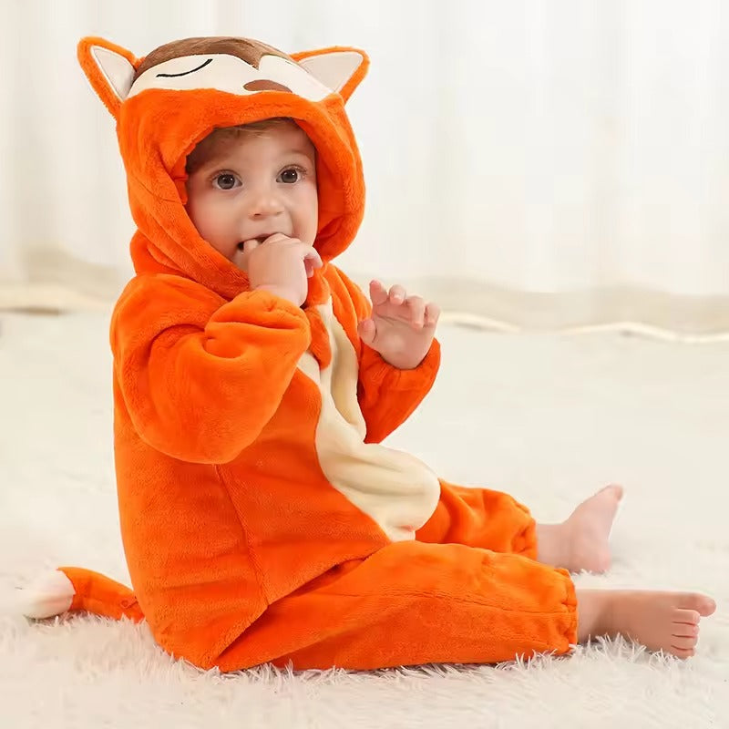 Flannel Hooded Romper| fox