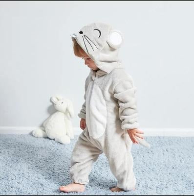 Flannel Hooded Romper | Mouse